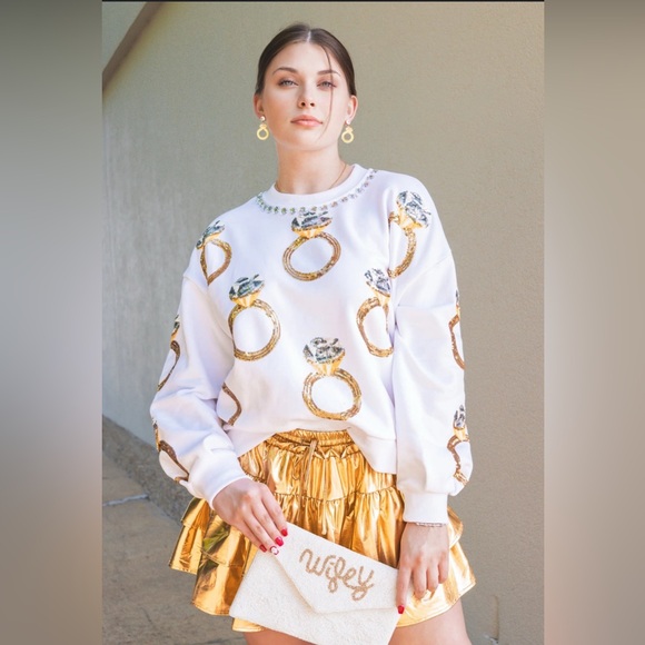 NWT Queen of Sparkles Wedding Ring Sweatshirt XS - Picture 1 of 4